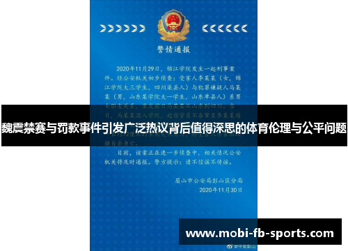 魏震禁赛与罚款事件引发广泛热议背后值得深思的体育伦理与公平问题